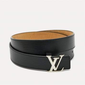 Pre Owned Louis Vuitton Black Epi Leather LV Initials Belt 85CM