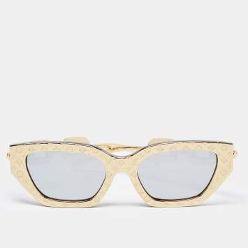 Pre Owned Louis Vuitton Gold/Black Mirrored Monogram Metal LV Edge Sunglasses