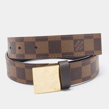 Pre Owned Louis Vuitton Damier Ebene LV Paris Buckle Belt 75CM