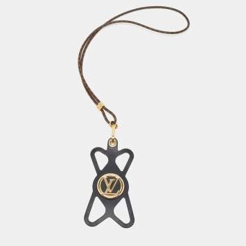 Pre Owned Louis Vuitton Louise Canvas Silicon Gold Tone Phone Holder