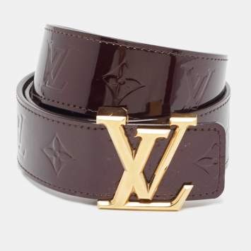 Pre Owned Louis Vuitton Amarante Vernis Leather LV Initiales Waist Belt 90 CM
