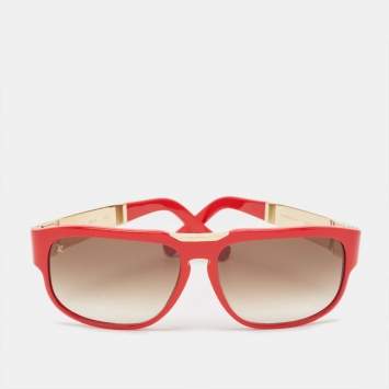 Pre Owned Louis Vuitton Red/Gold Gradient Z0432W Attirance Square Sunglasses