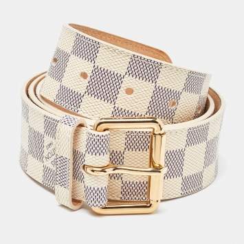 Pre Owned Louis Vuitton Damier Azur Canvas Buckle Belt 95CM