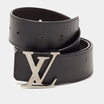 Pre Owned Louis Vuitton Black/Brown Leather Reversible Initiales Belt 85CM