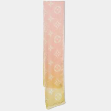 Pre Owned Louis Vuitton Multicolor Ombre Logo Printed Silk Scarf