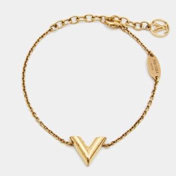 Pre Owned Louis Vuitton Essential V Gold Tone Bracelet