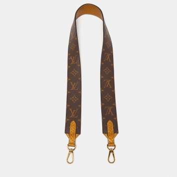 Pre Owned Louis Vuitton Gold/Brown Monogram Canvas and Python Shoulder Bag Strap
