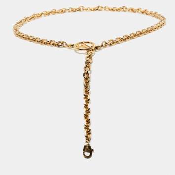 Pre Owned Louis Vuitton Gold Chain Link LV Logo Wrap Waist Belt 