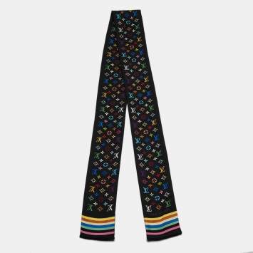 Pre Owned Louis Vuitton Multicolor Monogram Silk Bandeau Scarf 