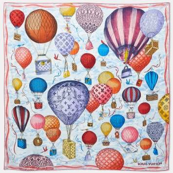 Pre Owned Louis Vuitton Bleu Up And Away Silk Square 90 Scarf