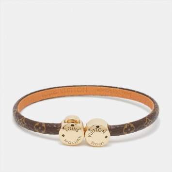 Pre Owned Louis Vuitton Historic Mini Monogram Canvas Gold Tone Bracelet