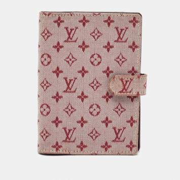 Pre Owned Louis Vuitton Cherry Mini Lin Canvas Small Ring Agenda PM Cover