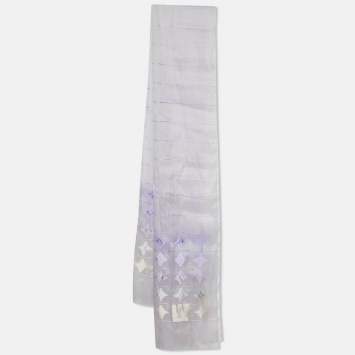 Pre Owned Louis Vuitton Lavender Monogram Silk Organza Stole 