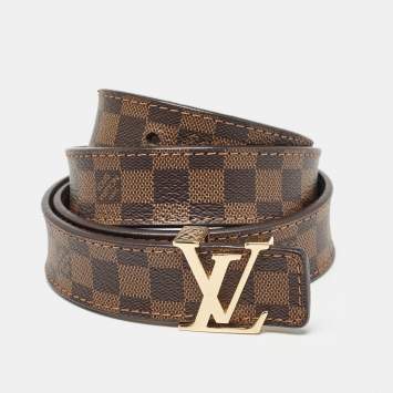 Pre Owned Louis Vuitton Mini Damier Ebene Canvas LV Initiales Belt 80 CM