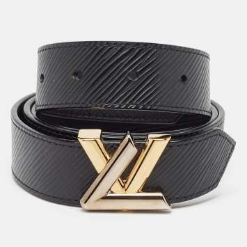 Pre Owned Louis Vuitton Black Epi Leather LV Twist Belt 90 CM