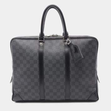 Pre Owned Louis Vuitton Black Damier Graphite Porte Documents Voyage PM