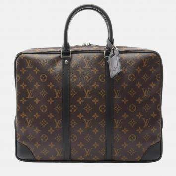 Pre Owned Louis Vuitton Brown Monogram Macassar Porte-Documents Voyage GM