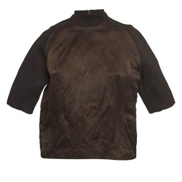 Pre Owned Louis Vuitton Brown Silk and Wool Blend Raglan Sleeves T-shirt S