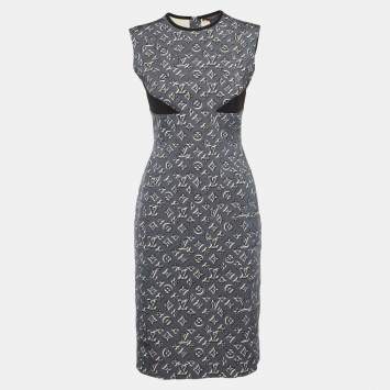Pre Owned Louis Vuitton Grey Monogram Shadow Jersey Short Dress M