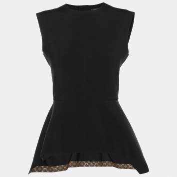 Pre Owned Louis Vuitton Black Jersey Peplum Top S