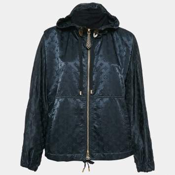 Pre Owned Louis Vuitton Black Monogram Synthetic Hooded Windbreaker M