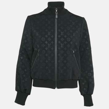 Pre Owned Louis Vuitton Black Monogram Embossed Technical Jersey Jacket M