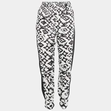 Pre Owned Louis Vuitton X Urs Fischer Black/White Monogram Print Synthetic Joggers S