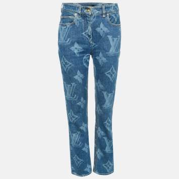 Louis Vuitton Blue Monogram Denim Straight Leg Jeans S Waist 28"