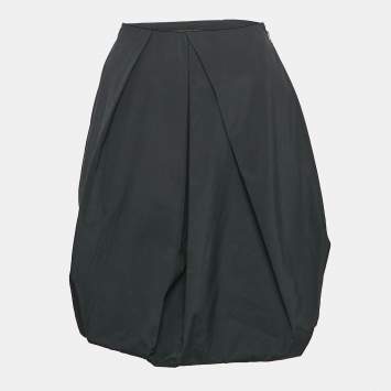 Pre Owned Louis Vuitton Black Cotton Pleated Knee Length Skirt S