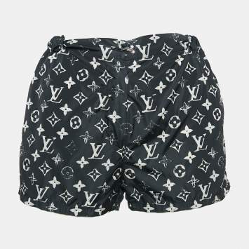 Pre Owned Louis Vuitton Black Stencil Effect Monogram Print Nylon Shorts M