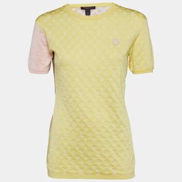 Pre Owned Louis Vuitton Multicolor Logo Jacquard Jersey T-Shirt L