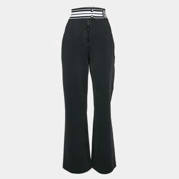 Pre Owned Louis Vuitton Black Technical Jersey Flared Pants M