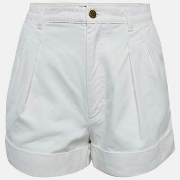 Pre Owned Louis Vuitton White Denim Tapered Shorts S