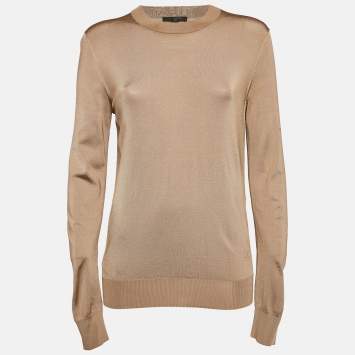 Pre Owned Louis Vuitton Beige Silk Blend Sweatshirt S