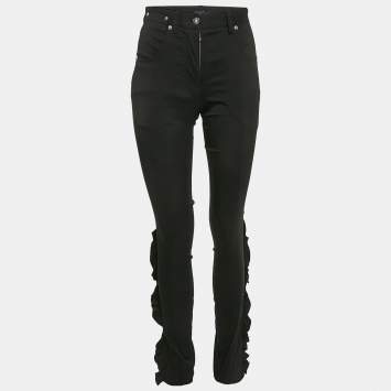 Louis Vuitton Black Crepe Ruffled Pants S