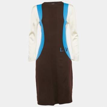 Pre Owned Louis Vuitton Multicolor Wool Blend Jersey Mini Dress L