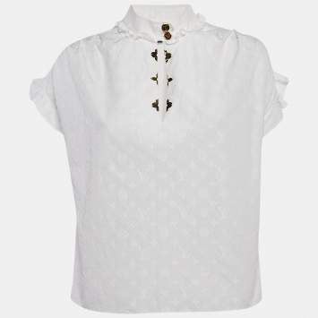 Pre Owned Louis Vuitton White Fil Coupe Cotton Top M