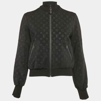 Louis Vuitton Black Logo Jacquard Knit Zip-Up Jacket S