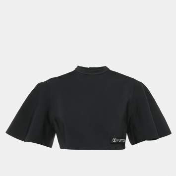 Pre Owned Louis Vuitton Black Jersey Crop Top M