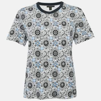 Pre Owned Louis Vuitton White/Multicolor Monogram Print Cotton Crew Neck T-Shirt M