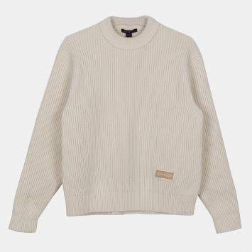 Louis Vuitton Ivory Cashmere Blend Logo Patch Knit Size XS 