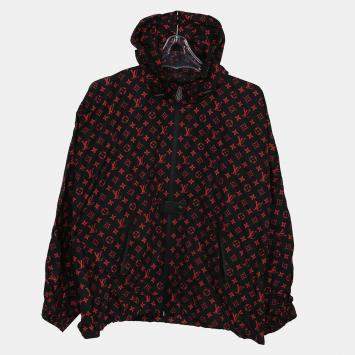 Louis Vuitton Red Monogram Nylon Shorts Hooded Jacket Size 34