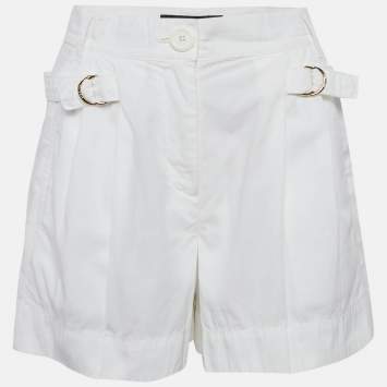 Louis Vuitton White Cotton Buckle Detail Shorts S