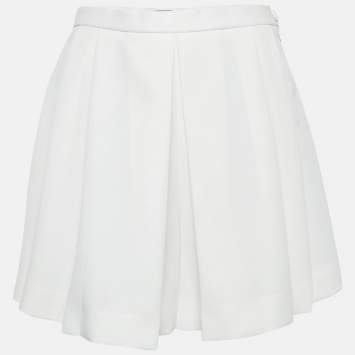 Louis Vuitton White Gabardine Pleated Mini Skirt M