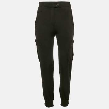 Pre Owned Louis Vuitton Black Monogram Trim Jersey Cargo Trousers S