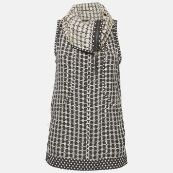 Louis Vuitton Black/Pink Patterned Crepe High Neck Top M