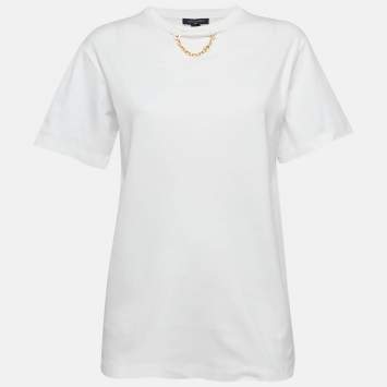Pre Owned Louis Vuitton White Jersey Crew Neck T-Shirt S