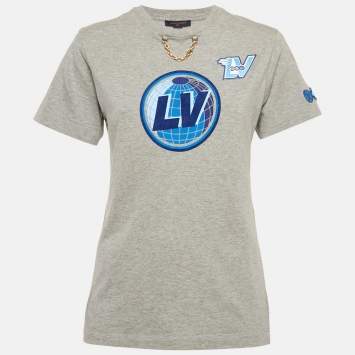 Louis Vuitton Grey Printed Jersey Crew Neck T-Shirt XS