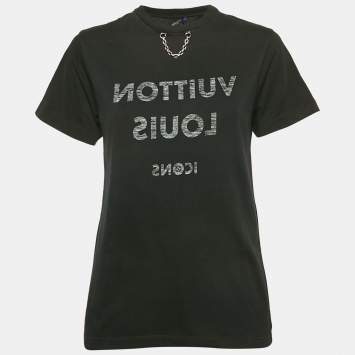 Pre Owned Louis Vuitton Black Logo Print Cotton T-Shirt S