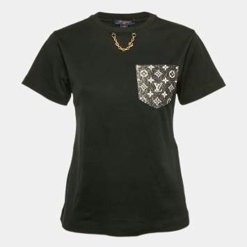Pre Owned Louis Vuitton Black Jersey Monogram Pocket T-Shirt XS